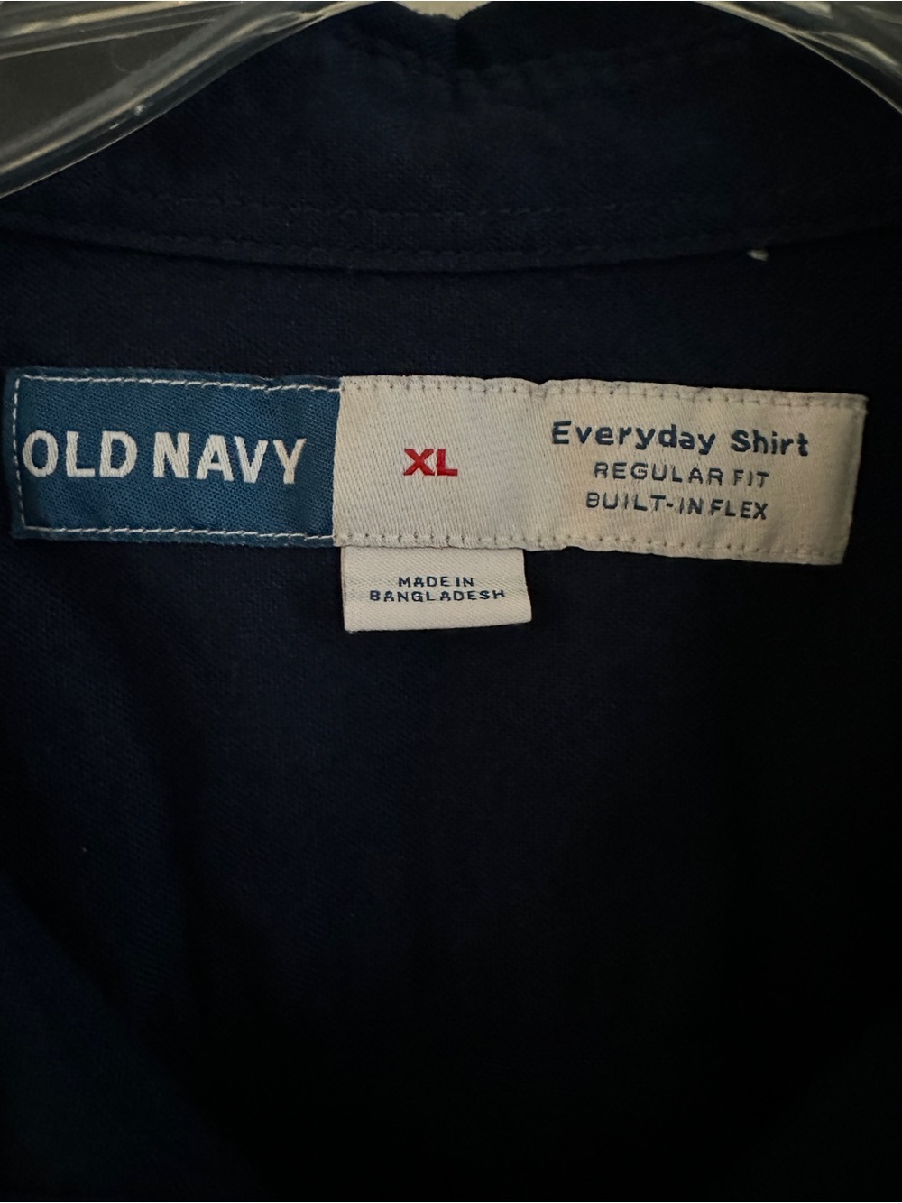 Old Navy Men’s XL Navy Short-Sleeve Button-Down Shirt Floral Pocket Embroider - Picture 3 of 6